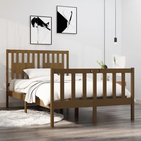 vidaXL Bedframe massief hout honingbruin 120x190 cm 4FT Small Double