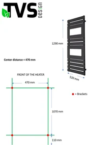 TVS Design Plano handdoekradiator wit 560W 129x52cm