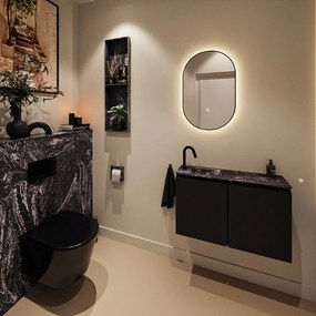 Mondiaz Ture DLux toiletmeubel 80cm urban met wastafel lava links met kraangat