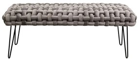 Kare Design Weave Grey Grijs Bankje Gewoven Fluweel