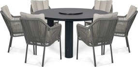 Tuinset Ronde Tuintafel 6 personen 150 cm Rope Grijs  De Laan Projects