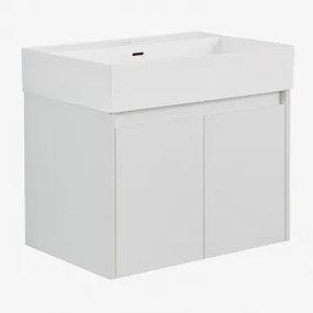 Genevie Zwevend Houten Badkamermeubelset Met Geïntegreerde Wastafel Mat Wit - Sklum