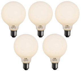 Set van 5 E27 3-staps dimbaar LED lamp opaal G95 4W 450 lm 2700K