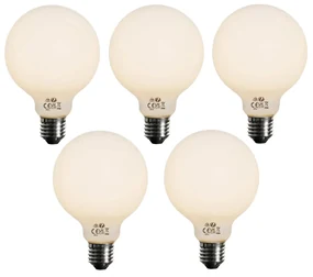 Set van 5 E27 3-staps dimbaar LED lamp opaal G95 4W 450 lm 2700K