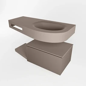 Mondiaz Riva badmeubel 100cm Smoke met 1 lade en wastafel rechts 1 kraangat Smoke
