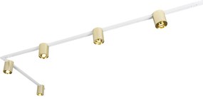 1-fase railsysteem met 5 spots goud met wit - Rondoo Up