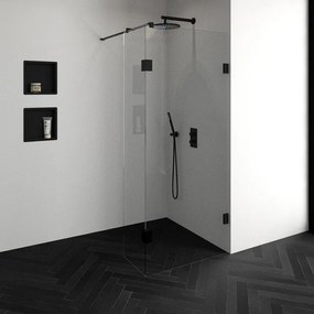 BRAUER Create Inloopdouche - 90x200cm - profielloos - 40cm - zijwand - antikalk - 8mm veiligheidsglas - antraciet mat 4JC2-90/40a