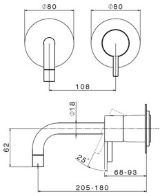 Salenzi Giro inbouw wastafelkraan zwart chroom (afbouwdeel)