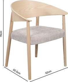 Eetkamerstoel Gebogen Hout Met Beige Stof