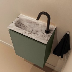 Mondiaz Ture DLux toiletmeubel 40cm army met wastafel glace links met kraangat