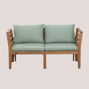 Filips 2-delige Modulaire Tuinbank Met Armleuningen In Acaciahout Groen – Khaki - Sklum