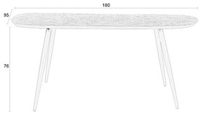 Ovale Eettafel Donker Teak Hout - 180 X 90cm.