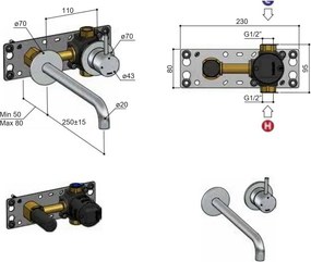 Hotbath Archie inbouw wastafelkraan met 25cm uitloop RVS