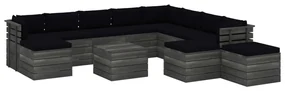 vidaXL 12-delige Loungeset met kussens pallet massief grenenhout