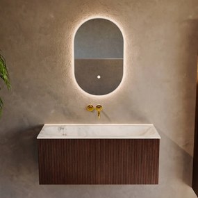 Mondiaz Kurve-dlux 100cm badmeubel ruby met 1 lade en wastafel big medium midden zonder kraangat opalo