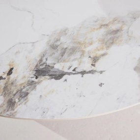 Ronde Eettafel Met Kruisvoet Beige - 110 X 110cm.