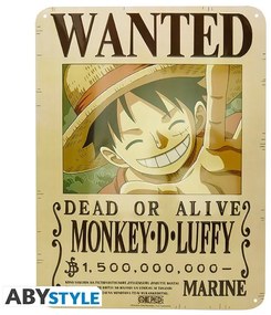 Metalen bord One Piece - Luffy Wanted New World