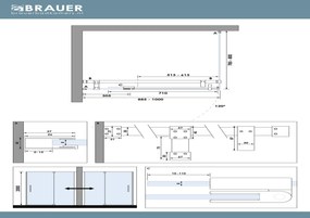 Brauer Stellar douchecabine met draaideur 100x80cm koper geborsteld PVD