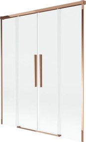 Mexen Rox tweedelige verschuifbare badwand 160 x 150 cm, transparant, roze goud - 8C9-160-002-60-00