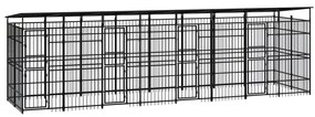 vidaXL Hondenkennel met dak 14,75 m² staal