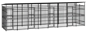 vidaXL Hondenkennel met dak 14,75 m² staal