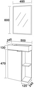 Badstuber Spring toiletmeubel 50x60cm licht eiken met spiegel