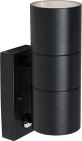 Buitenwandlamp zwart 2-lichts AR70 met bewegingssensor - Duo