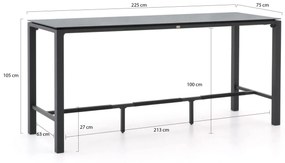 Bellagio Saretto bartafel 225x75x105cm