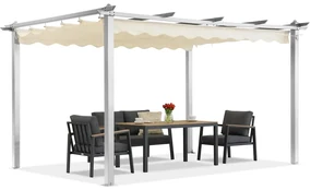 Barbados terraspergola 3x4 m Garden Point wit en beige