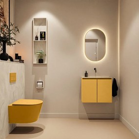 Mondiaz Ture DLux toiletmeubel 60cm ocher met wastafel ostra midden zonder kraangat