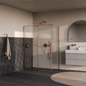Brauer Stellar douchecabine met draaideur 140x100cm koper geborsteld PVD