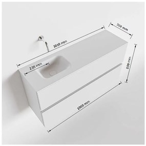 Mondiaz Ada 100cm toiletmeubel cale met wastafel urban links 1 kraangat