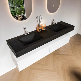 Zaro Alan badmeubel 170cm talc 2 lades met vrijhangende wastafel cloud dubbel 2 kraangaten urban