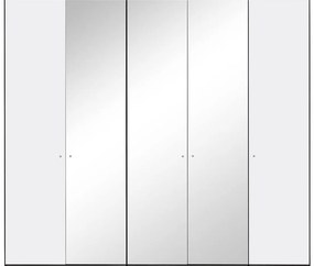 Goossens Kledingkast Easy Storage Ddk, Kledingkast 253 cm breed, 220 cm hoog, 2x draaideur en 3x spiegel draaideur midden