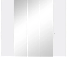 Goossens Kledingkast Easy Storage Ddk, Kledingkast 253 cm breed, 220 cm hoog, 2x draaideur en 3x spiegel draaideur midden