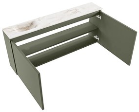 Mondiaz Ture DLux toiletmeubel 120cm army met wastafel frappe links met kraangat