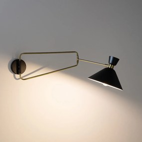 Richtbare wandlamp in verouderde messing, Zoticus