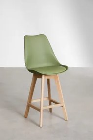 Nordic Hoge Kruk Met Kunstleren Kussen Leger Groen – Koel & ↑65 Cm - Sklum