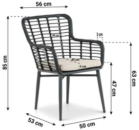 Tuinset 6 personen 240 cm Aluminium/Wicker Zwart De Laan Projects