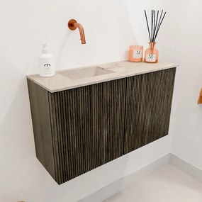 Mondiaz Joya DLux 70cm toiletmeubel shadow met wastafel faye links zonder kraangat frappe