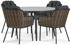 Tuinset Ronde Tuintafel 4 personen 120 cm Aluminium/wicker Grijs Santika Furniture Santika