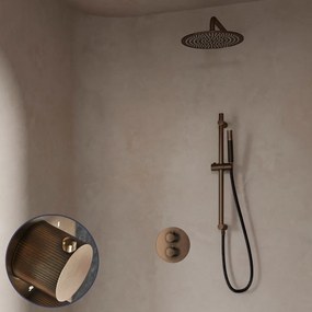 Saniclear Antique Stripes Pro inbouw regendouche rond met 20cm hoofddouche, muurarm en glijstang verouderd messing
