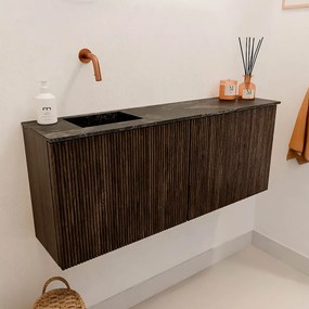 Mondiaz Joya DLux 100cm toiletmeubel walnut met wastafel faye links zonder kraangat lava