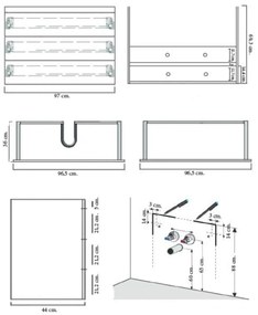 Sanicare Q6 badkamermeubel met 3 laden 100 cm grey- wood