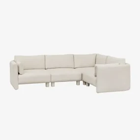 4-delige Modulaire Hoekbank Met Artemisa Bouclé Stof Crèmebeige Boucléstof - Sklum