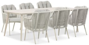 Tuinset 6 personen 240 cm Aluminium/rope Taupe Santika Furniture Santika