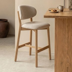 Eleonora Mikky Luxe Barstoel Eiken En Beige Stof