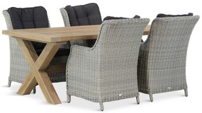 Tuinset 4 personen 200 cm Wicker Grijs Garden Collections Buckingham/Oregon