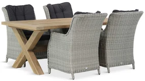 Tuinset 4 personen 200 cm Wicker Grijs Garden Collections Buckingham/Oregon