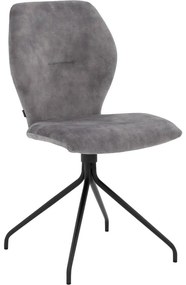 Goossens Eetkamerstoel Hera grijs velvet stof leuning, modern design